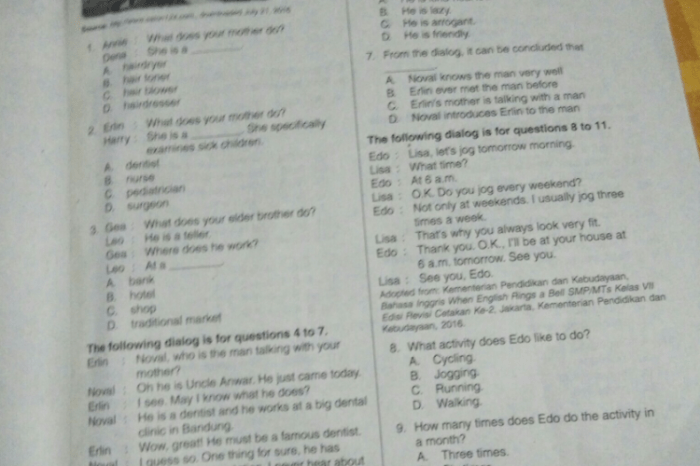 Kunci jawaban bahasa inggris kelas 7 semester 2