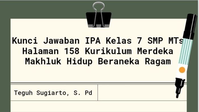 Kunci jawaban ipa kelas 7 halaman 158