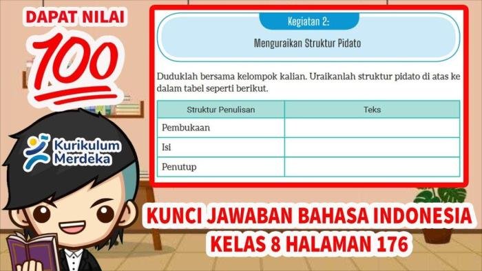 Kunci jawaban bahasa indonesia kelas 8 halaman 176 kurikulum merdeka