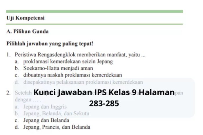 Soal ips kelas 9 semester 1 beserta kunci jawaban