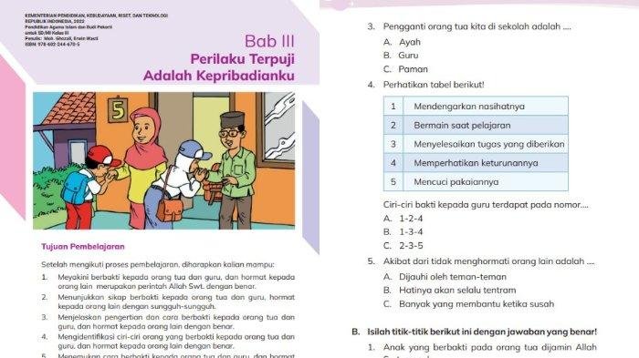 Kunci jawaban pendidikan agama islam dan budi pekerti kelas 3