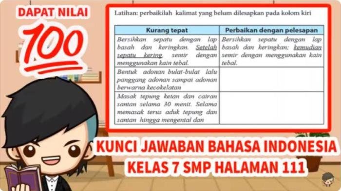 Kunci jawaban bahasa indonesia halaman 111 kelas 7