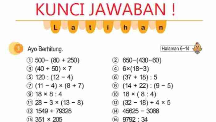 Kunci jawaban matematika kurikulum merdeka kelas 4