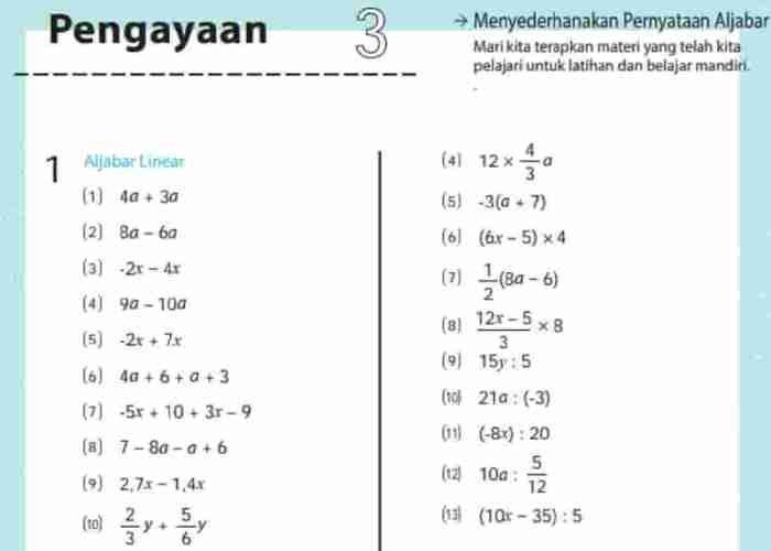 Kunci jawaban mtk kelas 7 kurikulum merdeka