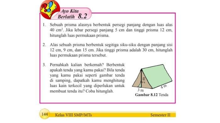 Kunci jawaban matematika kelas 8 semester 2 halaman 45