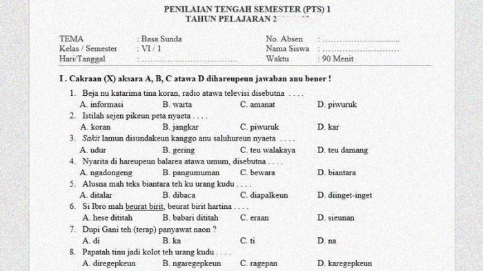 Kunci jawaban bahasa sunda kelas 6 semester 1